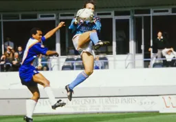 Brian Stein gets up with the keeper