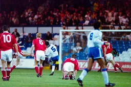 John Dreyer tries to pass the ball into the net