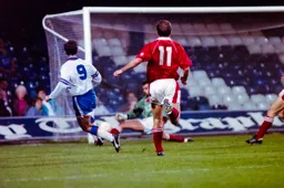 Phil Gray makes the keeper work