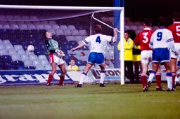 Darren Salton watches the ball beat the City keeper