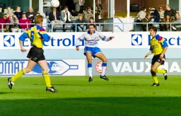 Damian Matthews looks for goal