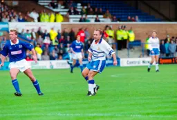 David Preece crossing into the box