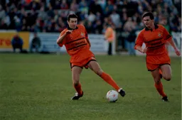John Dreyer and Ceri Hughes try to set up an attack