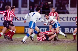 Jason Rees just manages to evade a crunching tackle