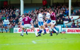 Ceri Hughes holding off Alvin Martin