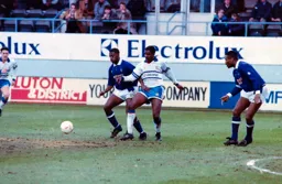 Ian Benjamin fighting for the ball