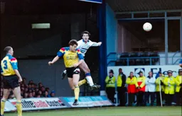 Phil Gray attacks the ball