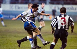 Jason Rees thunders in a shot