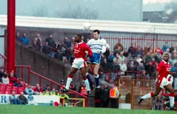 Phil Gray above the City defender