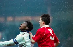 Martin Williams gets up for a header