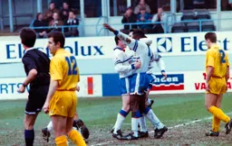 Marvin Johnson celebrates his opening goal