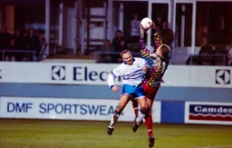 David Preece making life difficult for the keeper