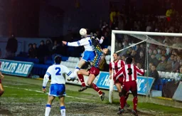 Phil Gray challenging the keeper