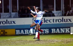 Martin Williams heads for goal