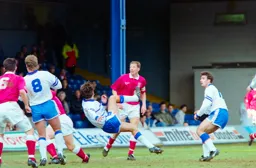 Scott Oakes tries a spectacular shot