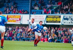 David Preece flies towards the ball