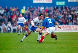 Phil Gray hoping to turn his defender the wrong way