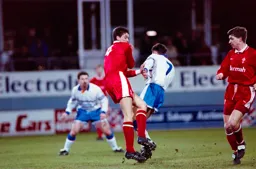 Paul Telfer being eased off the ball