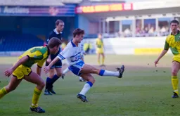 Scott Oakes shoots from just inside the box