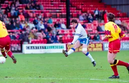 Ceri Hughes with a fierce drive
