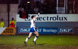 Phil Gray takes the plaudits from the crowd with Town opener