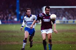 Julian James chasing down West Ham’s Dicks