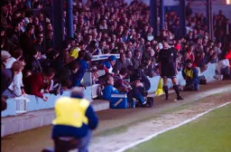 Referee having a chat with the West Ham bench