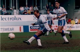 David Preece chips the ball forward