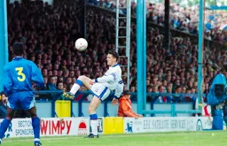 Paul Telfer controlling the ball