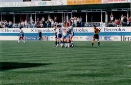 Joy all around after Kerry Dixon has just scored Town`s second goal