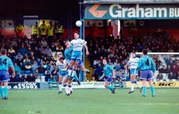Paul Telfer jumps but the ball is too high