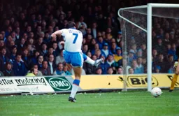 Paul Telfer fires the ball across the penalty area