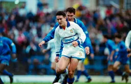 Paul Telfer in possession of the ball