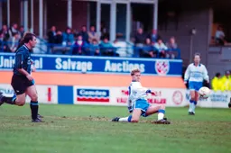 Jamie Campbell gets the ball clear