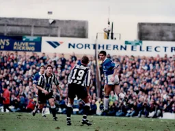 Tony Thorpe heads the ball forward
