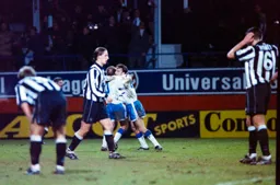 Scott Oakes is congratulated by David Preece following Town’s second goal