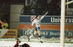 Ceri Hughes celebrates to the crowd after scoring Towns third