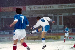 ScottOakes fires in a shot towards the Oak Road End