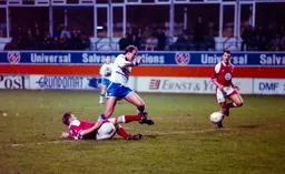 Kerry Dixon breaks through into the box