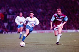 Paul Telfer hunting down the Irons defender