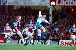 Paul Telfer heads for goal