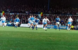 Paul Telfer brings the ball out from defence