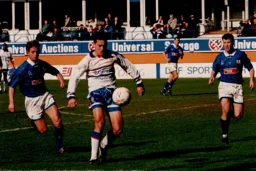 Paul Telfer brings the ball under control