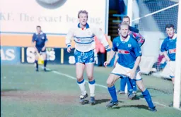 Kerry Dixon on his own on the Posh goal line