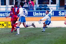 David Preece gets in his cross