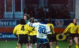 Mitchell Thomas trying to break down the Millwall defence