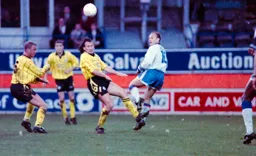 David Preece heads for goal