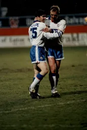 Tony Thorpe and Kerry Dixon enjoy a light hearted moment
