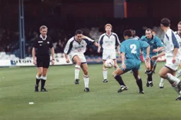 Paul Telfer fires in a fierce shot