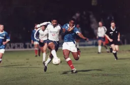 Dwight Marshall tries to force his way through